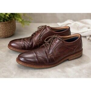 Steve Madden Orlando Mens 10 Leather Lace Up Oxfords Shoes Brown Preppy